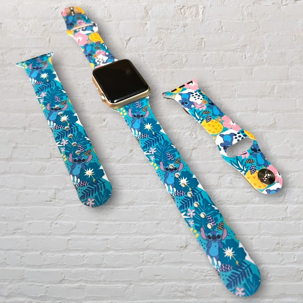 Cute Silicone Watchband Tropical Stitch Design for Apple Watch Any Series